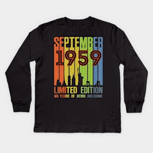 September 1959 65 Years Of Being Awesome Limited Edition Kids Long Sleeve T-Shirt